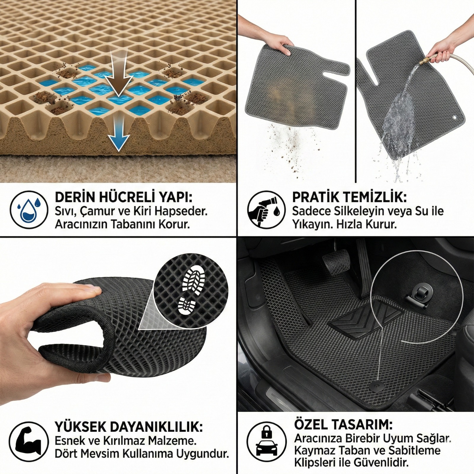 Volvo EX40 Uyumlu Akıllı EVA Oto Paspas Takımı - Fittcar Eva Paspas